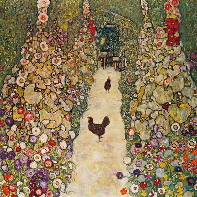 Garden Path with Chickens, 1916, Burned at Schloss Immendorf in 1945 - Giclee Print, 16x16